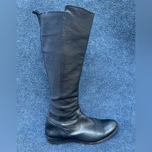 Frye Molly Gore Elastic Panel Tall Leather Riding Boots in Black US 8.5